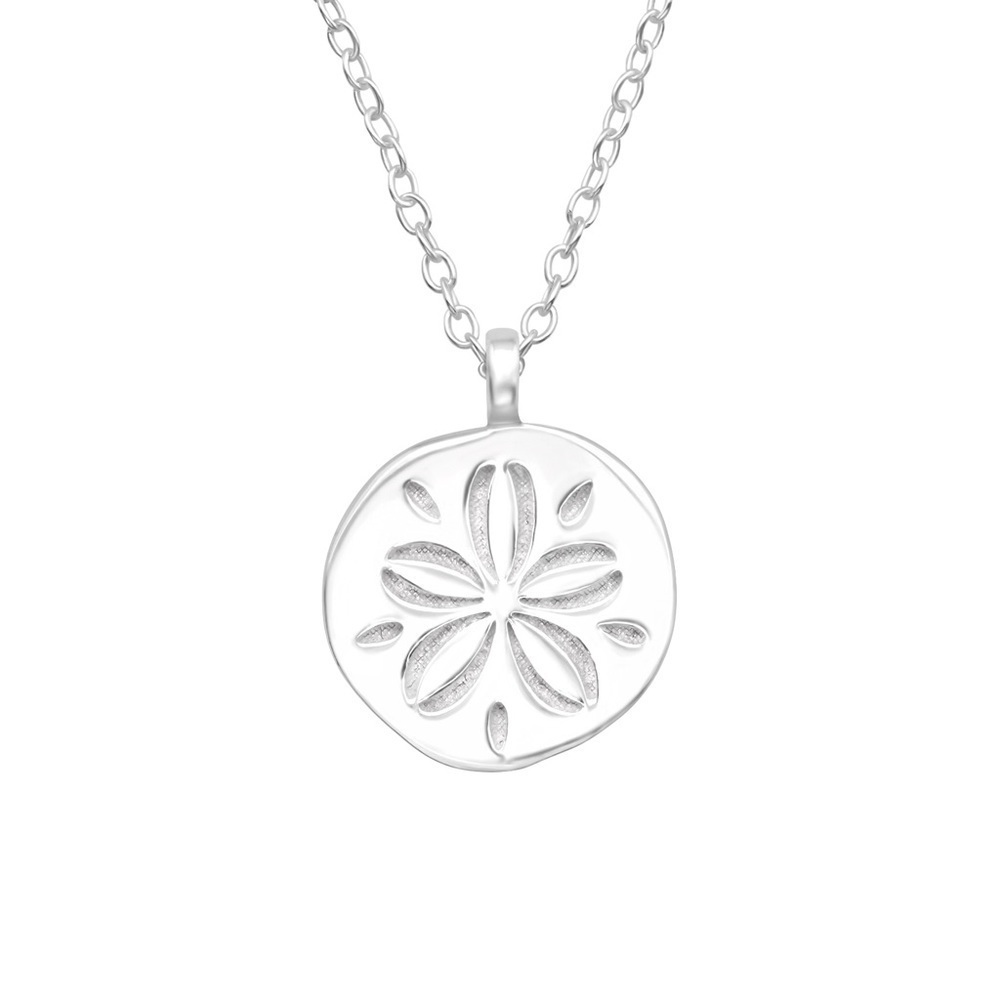 Sterling Silver Sand Dollar and Wave Necklace